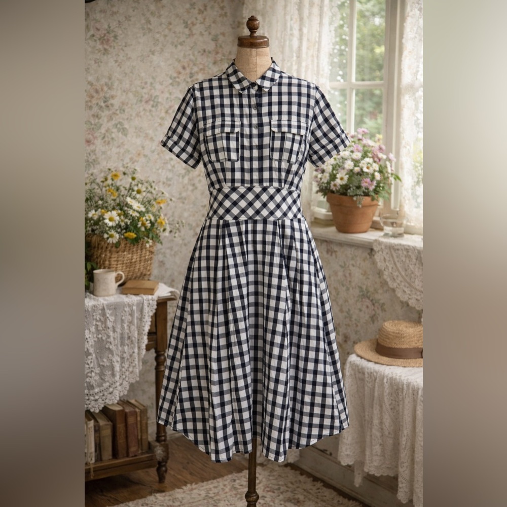 Cynthia Steffe Classic Black and White Checkered Dress